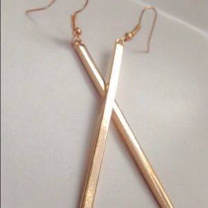 Modern minimalist gold bar earrings